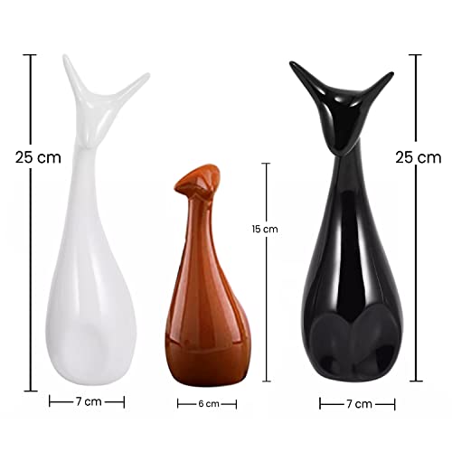 Home Décor Lucky Deer Family Set | Piano Finish Ceramic Figures - (Set of 3) Mangal Fashions | Indian Home Decor and Craft