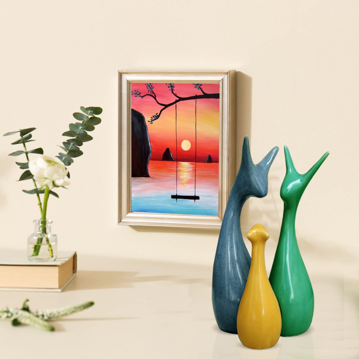 Home Décor Lucky Deer Family Set | Piano Finish Ceramic Figures - (Set of 3) Mangal Fashions | Indian Home Decor and Craft