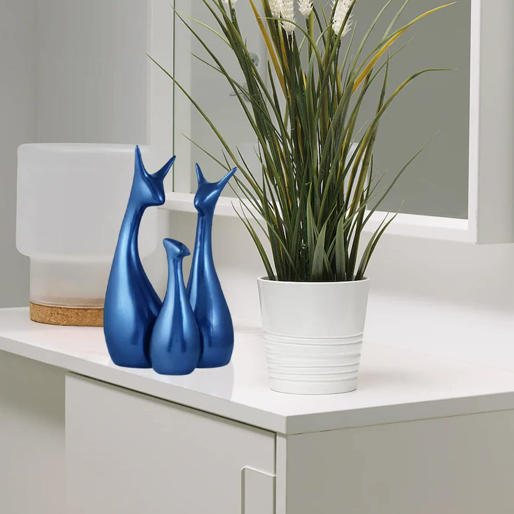 Home Décor Lucky Deer Family Set | Piano Finish Ceramic Figures - (Set of 3) Mangal Fashions | Indian Home Decor and Craft