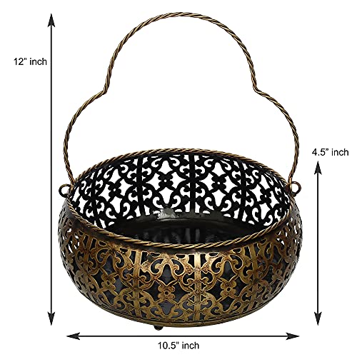 Iron Pooja / Flower / Fruit basket for Home Decor (Large) Mangal Fashions | Indian Home Decor and Craft