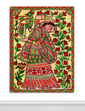 Kalamkari Art - Dancing Lady Art Canvas Painting for Home decor (Size 36 X 27 Inches with Additional border for framing) Mangal Fashions | Indian Home Decor and Craft