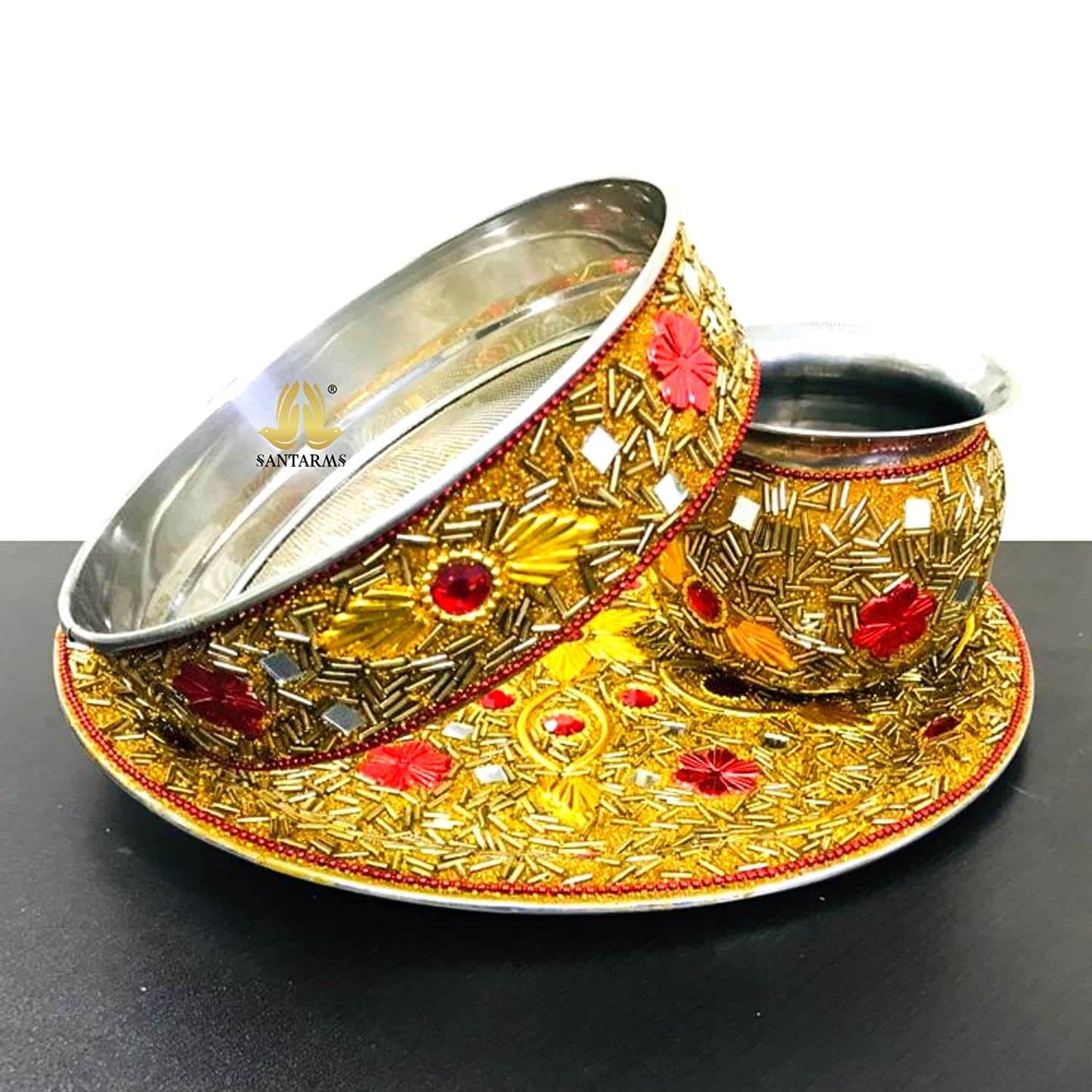 Karva Chauth Pooja Thali Set for Wife, Daughter-in-law, Mother-in-law for Wedding, Diwali Gifts, Varalakshmi, pooja, Festive Gifts Mangal Fashions | Indian Home Decor and Craft
