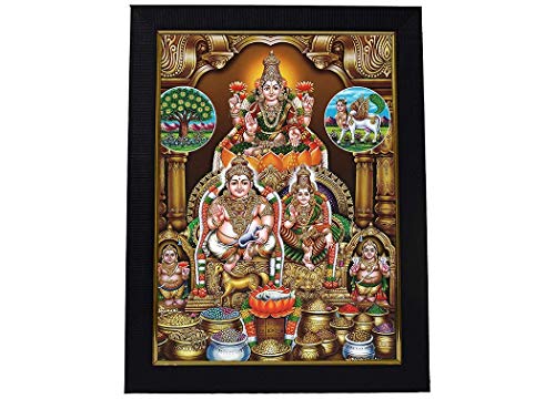 Kubera Lakshmi Photo With Wooden Frame (8 X 12 Inch, Multicolor) Mangal Fashions | Indian Home Decor and Craft
