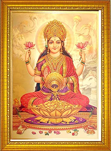 Lakshmi Devi Aluminum Plated Wood Photo Frame (35 x 25 x 1 cm, Multicolour) Mangal Fashions | Indian Home Decor and Craft
