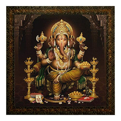 Lord Ganesha Painting Without Glass (13.8 X 13.8 inch) Mangal Fashions | Indian Home Decor and Craft