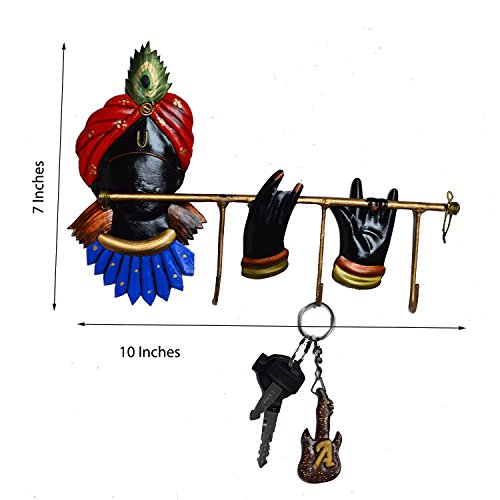Lord Krishna Wrought Iron Key Holder (25 cm x 1 cm x 18) Mangal Fashions | Indian Home Decor and Craft