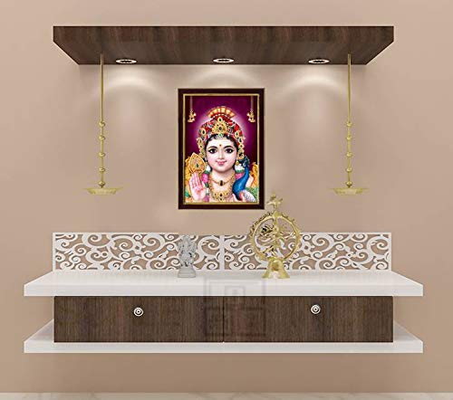 Lord Murugan Swamy Kartikeyan Sparkle Coated Digital Print Painting (13.25 inch x 9.25 inch) (Framed Without Glass) Mangal Fashions | Indian Home Decor and Craft