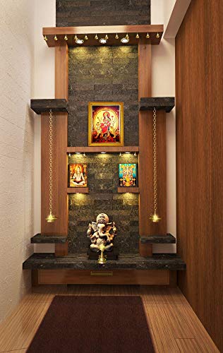 Ma Durga Devi Photo Aluminum Plated Wood Photo Frame (35 x 25 x 1 cm, Multicolour) Mangal Fashions | Indian Home Decor and Craft