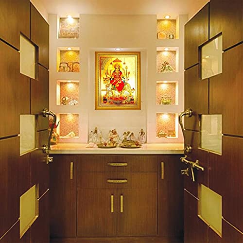 Ma Durga Devi Photo Aluminum Plated Wood Photo Frame (35 x 25 x 1 cm, Multicolour) Mangal Fashions | Indian Home Decor and Craft