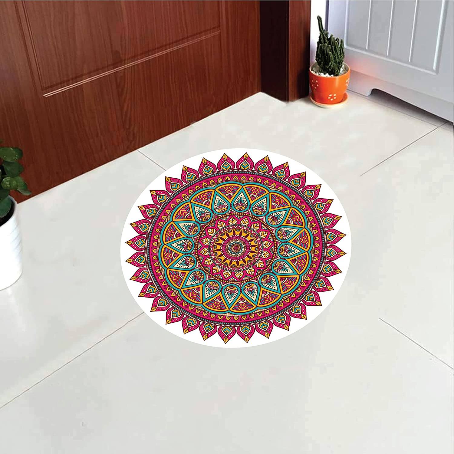 Mandala Rangoli Wall / Floor Art - Waterproof and Durable Sticker (PVC Vinyl, 30 x 30 cm) Mangal Fashions | Indian Home Decor and Craft