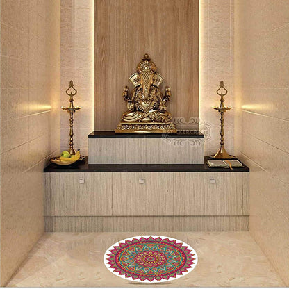 Mandala Rangoli Wall / Floor Art - Waterproof and Durable Sticker (PVC Vinyl, 60 x 60 cm) Mangal Fashions | Indian Home Decor and Craft
