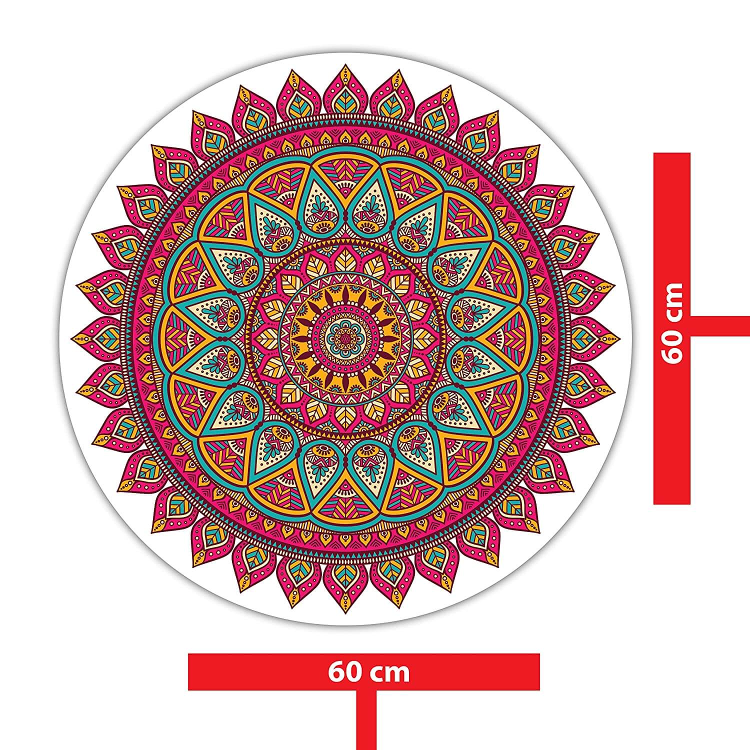 Mandala Rangoli Wall / Floor Art - Waterproof and Durable Sticker (PVC Vinyl, 60 x 60 cm) Mangal Fashions | Indian Home Decor and Craft