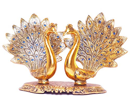 MangalFashions Metal Double Lovers Peacock Statue, Showpiece Figurine- Standard, Gold Mangal Fashions | Indian Home Decor and Craft