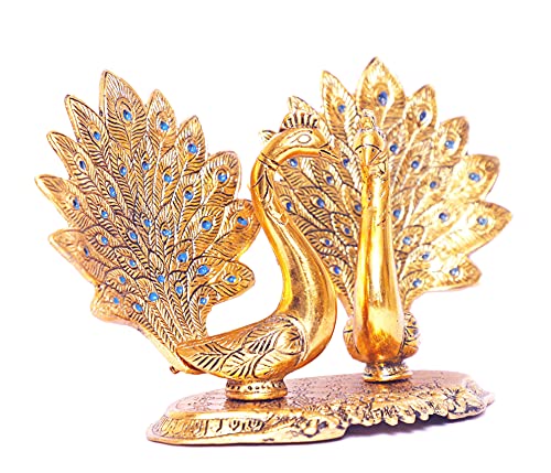 MangalFashions Metal Double Lovers Peacock Statue, Showpiece Figurine- Standard, Gold Mangal Fashions | Indian Home Decor and Craft