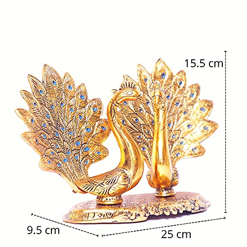 MangalFashions Metal Double Lovers Peacock Statue, Showpiece Figurine- Standard, Gold Mangal Fashions | Indian Home Decor and Craft