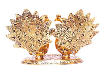 MangalFashions Metal Double Lovers Peacock Statue, Showpiece Figurine- Standard, Gold Mangal Fashions | Indian Home Decor and Craft