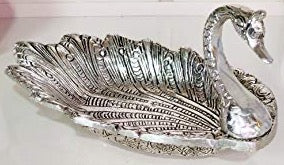 MangalFashions Metal Duck Shape Decorative Dry fruit Tray Bowl Silver Finish for Table and Home Decorative (19 x 9 x 10 cm, Silver) Mangal Fashions | Indian Home Decor and Craft