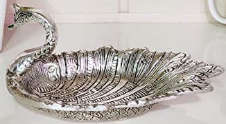 MangalFashions Metal Duck Shape Decorative Dry fruit Tray Bowl Silver Finish for Table and Home Decorative (19 x 9 x 10 cm, Silver) Mangal Fashions | Indian Home Decor and Craft