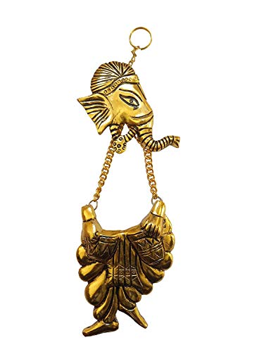 MangalFashions Metal Ganesha ji Lucky Feng Shui Wall Hanging Sculpture and Decor (Music Theme) Mangal Fashions | Indian Home Decor and Craft