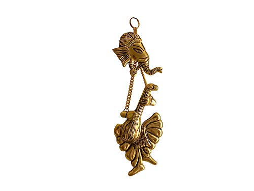 MangalFashions Metal Ganesha ji Lucky Feng Shui Wall Hanging Sculpture and Decor (Music Theme) Mangal Fashions | Indian Home Decor and Craft