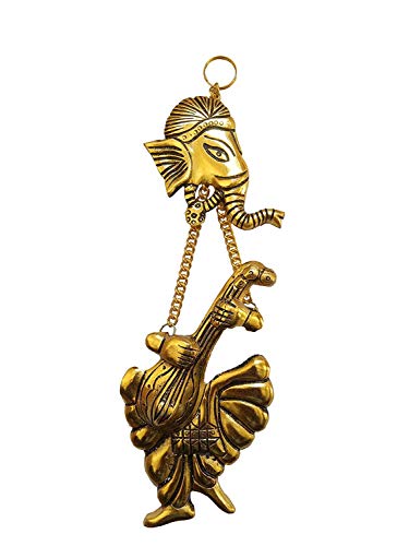 MangalFashions Metal Ganesha ji Lucky Feng Shui Wall Hanging Sculpture and Decor (Music Theme) Mangal Fashions | Indian Home Decor and Craft