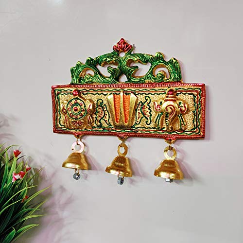 MangalFashions Tirupati Balaji Shankh Chakra Namah Door / Wall Metal Hanging for Home Temple, Mandir, Office, Showpiece, Return Gift (Multicolor) Mangal Fashions | Indian Home Decor and Craft