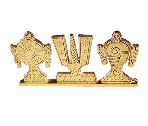 MangalFashions Tirupati Balaji Symbol Stand Shankh Chakra Namah Gold Plating Antique Decorative for Home, Car, Office and Gifting Mangal Fashions | Indian Home Decor and Craft
