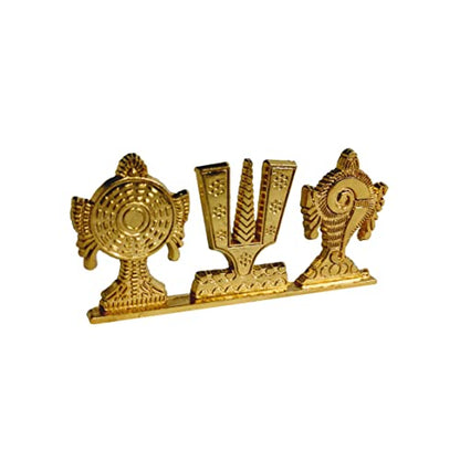 MangalFashions Tirupati Balaji Symbol Stand Shankh Chakra Namah Gold Plating Antique Decorative for Home, Car, Office and Gifting Mangal Fashions | Indian Home Decor and Craft