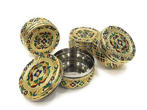 Meenakari Steel Container Box for Return Gifts (10.5 x 10.5 x 5.5 cm) (Pack of 1, 2, 4, 8 and 12 Boxes) Mangal Fashions | Indian Home Decor and Craft