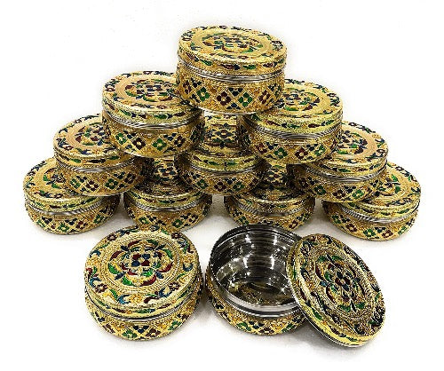 Meenakari Steel Container Box for Return Gifts (10.5 x 10.5 x 5.5 cm) (Pack of 1, 2, 4, 8 and 12 Boxes) Mangal Fashions | Indian Home Decor and Craft
