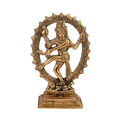 Metal Dancing Shiva / Nataraja Statue for Home Decor - Gold Plated Showpiece Figurine (Size 7 x 3.5 Inch) Mangal Fashions | Indian Home Decor and Craft