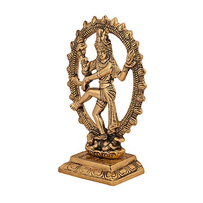 Metal Dancing Shiva / Nataraja Statue for Home Decor - Gold Plated Showpiece Figurine (Size 7 x 3.5 Inch) Mangal Fashions | Indian Home Decor and Craft