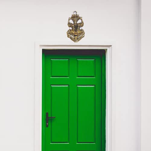 Metal Evil Eye Protection Nazar Battu with Naag Ganesha Suraksha Kawach Mask Feng Shui Vastu Wall & Door Hanging (Gold, Medium) Mangal Fashions | Indian Home Decor and Craft