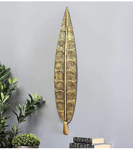 Metal Iron Golden Floral Leaf Decorative Wall Art (Small, 7 x 1 x 32 inch) Mangal Fashions | Indian Home Decor and Craft