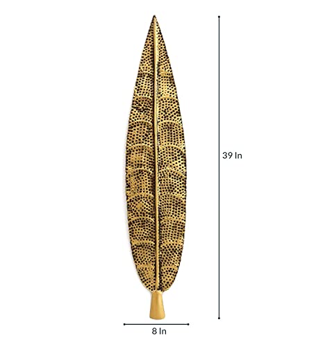 Metal Iron Golden Floral Leaf Decorative Wall Art (Small, 7 x 1 x 32 inch) Mangal Fashions | Indian Home Decor and Craft