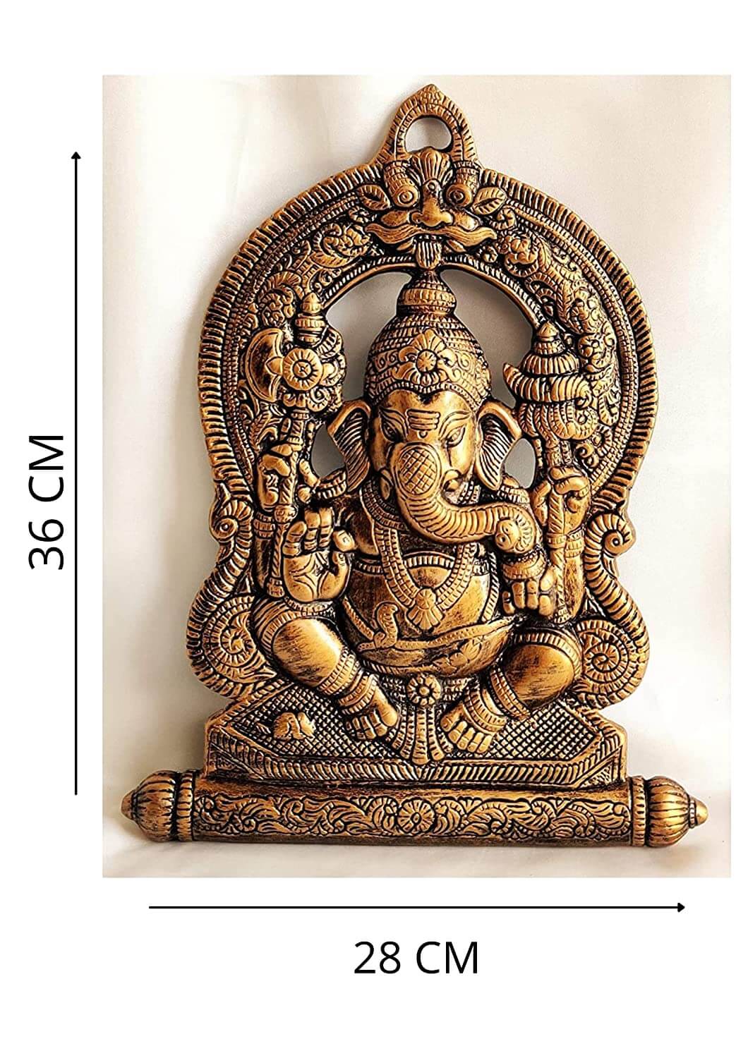 Metal Lord Ganesha Decorative Wall Hanging Showpiece - Antique Color (28 X 2 X 36 cm, 800g) Mangal Fashions | Indian Home Decor and Craft