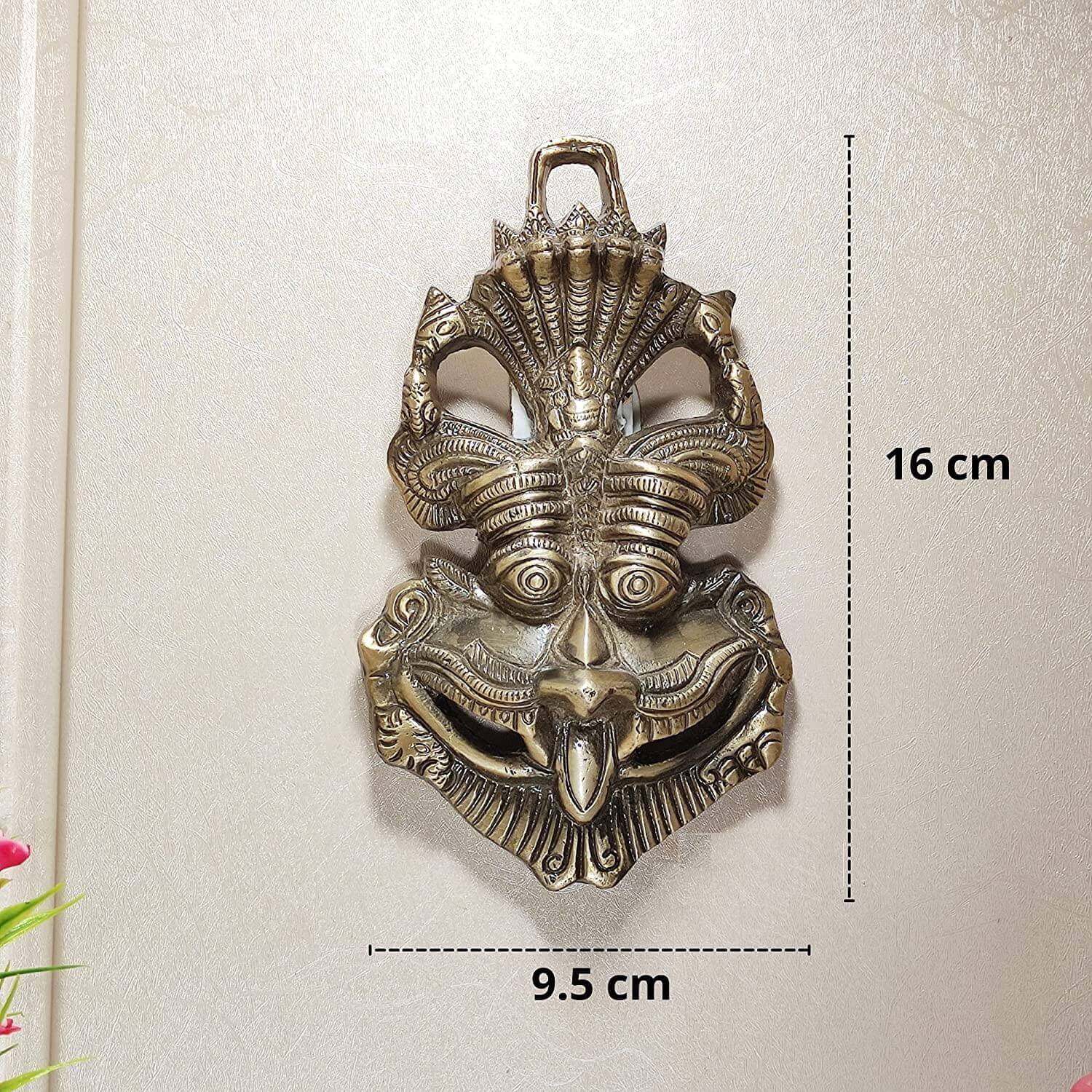 Metal Nazar Battu with Naag Ganesha for Evil Eye Protection and Nazar Suraksha (Bad Eye), Suraksha Kawach Mask (Grey) Mangal Fashions | Indian Home Decor and Craft