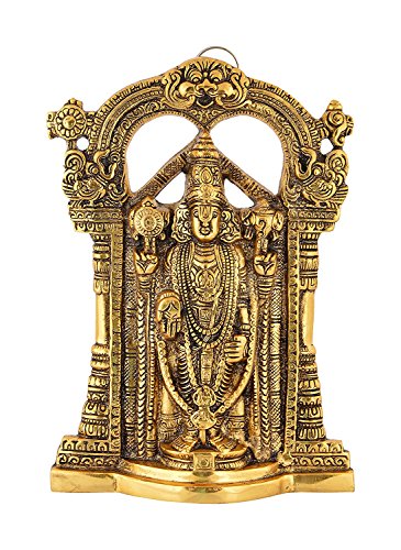 Metal Tirupati Balaji Idol - Size (L x B x H): 17 cm x 4 cm x 24.5 cm (Gold Color) Mangal Fashions | Indian Home Decor and Craft