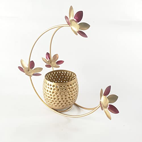 Moon Gold Tealight Candle Holder | Tabletop & Hanging | Votive & Tea Light Stand Mangal Fashions | Indian Home Decor and Craft