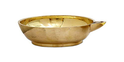 One Faced Antique Brass Dasara Panti 3.5" Diameter Panati - 130 ml Oil Capacity Mangal Fashions | Indian Home Decor and Craft