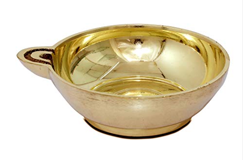 One Faced Antique Brass Dasara Panti 5" Diameter Panati - 300 ml Oil Capacity Mangal Fashions | Indian Home Decor and Craft