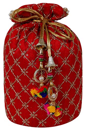 (Pack of 10) Women's Potli Bag Combo (Multicolor) Mangal Fashions | Indian Home Decor and Craft