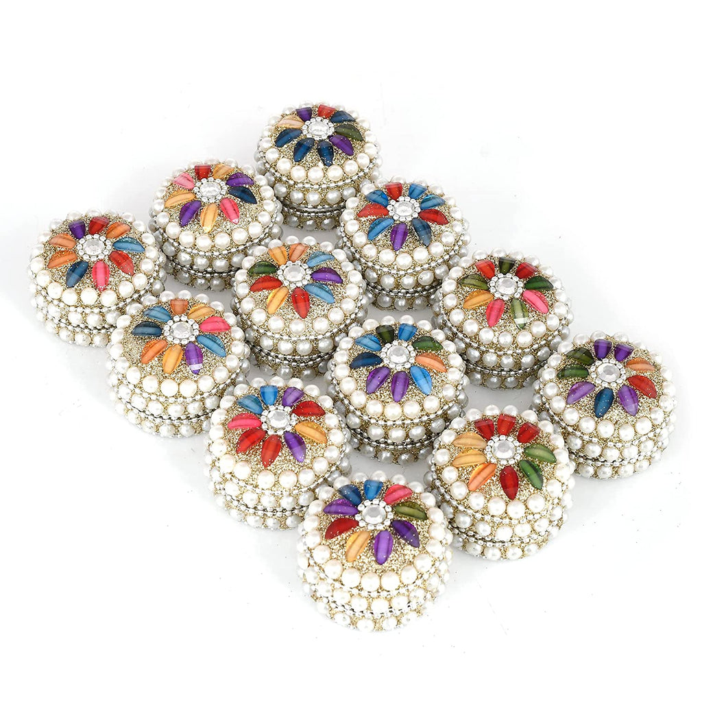 Pack of 12 - Aluminum Sindoor Daani, Kumkum Box Bharani Wedding Return Gifts Mangal Fashions | Indian Home Decor and Craft