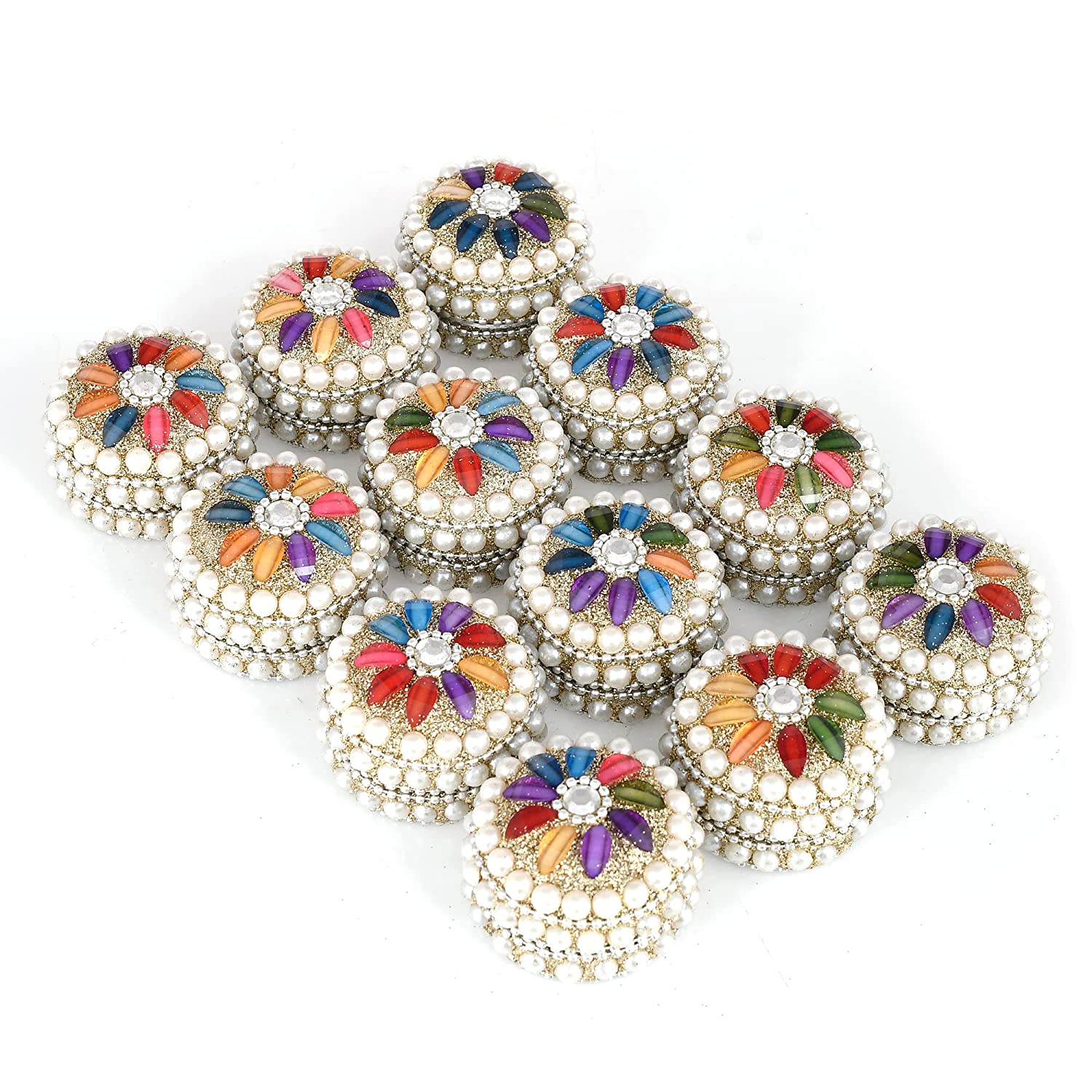 Pack of 12 - Aluminum Sindoor Daani, Kumkum Box Bharani Wedding Return Gifts Mangal Fashions | Indian Home Decor and Craft