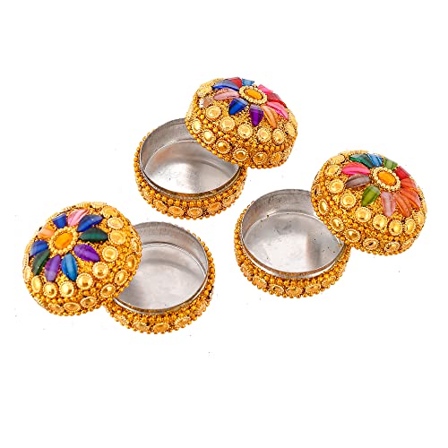 (Pack of 12 Pieces) Aluminum Sindoor Daani, Kumkum Box Bharani Wedding Return Gifts Mangal Fashions | Indian Home Decor and Craft