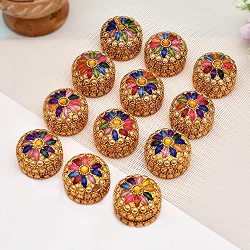 (Pack of 12 Pieces) Aluminum Sindoor Daani, Kumkum Box Bharani Wedding Return Gifts Mangal Fashions | Indian Home Decor and Craft