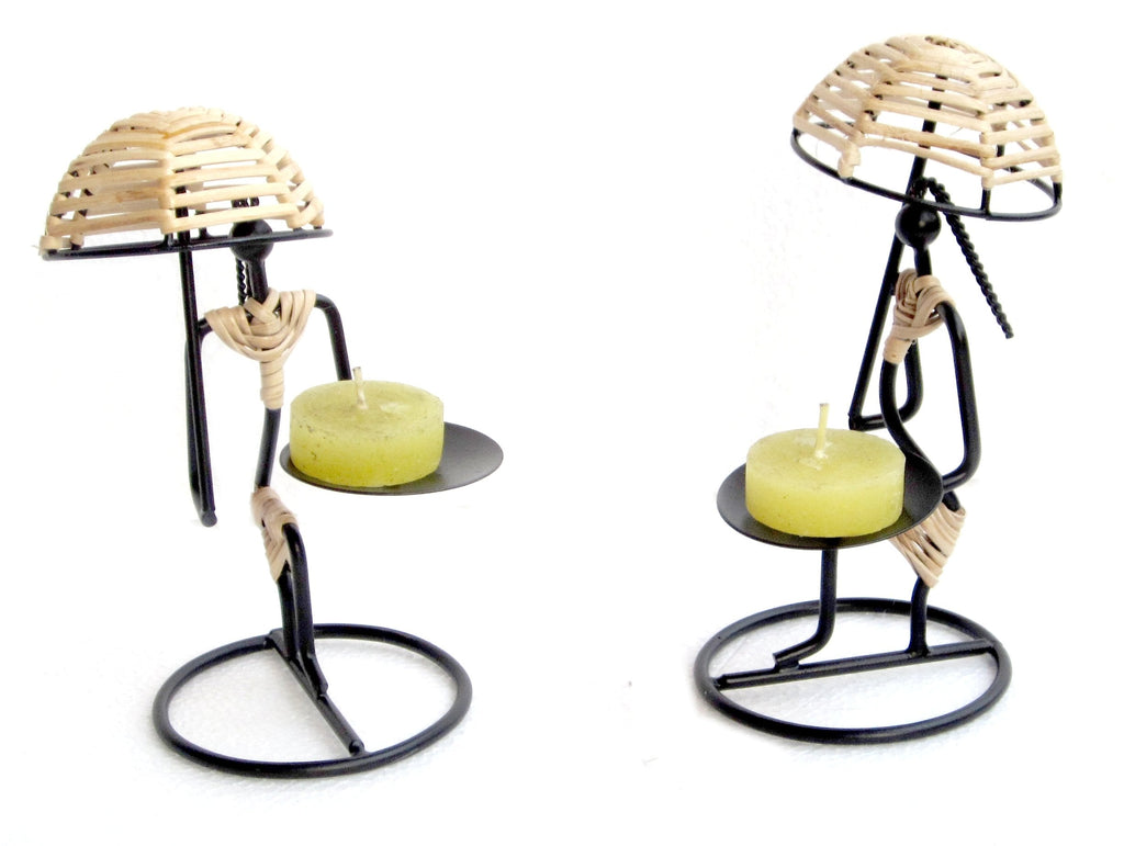 Pack of 2 - Beach Side Couple Tealight Candle Holders Mangal Fashions | Indian Home Decor and Craft