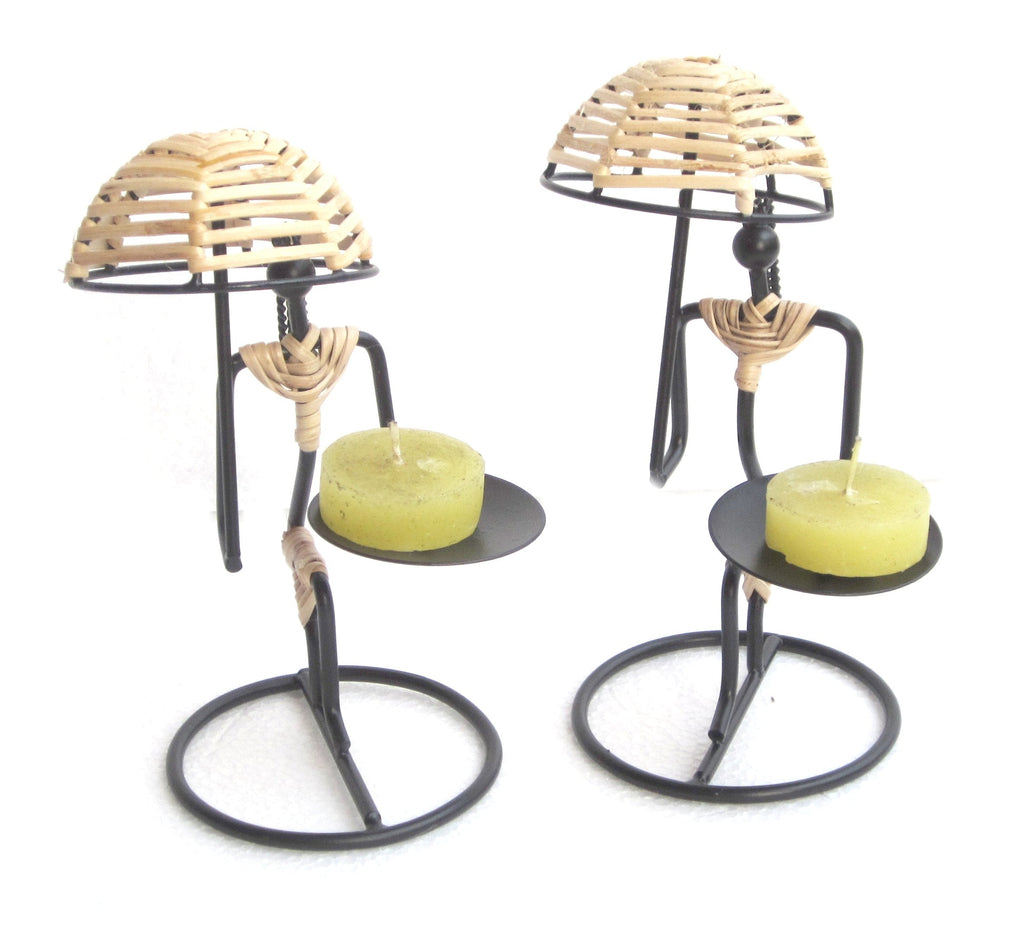 Pack of 2 - Beach Side Couple Tealight Candle Holders Mangal Fashions | Indian Home Decor and Craft