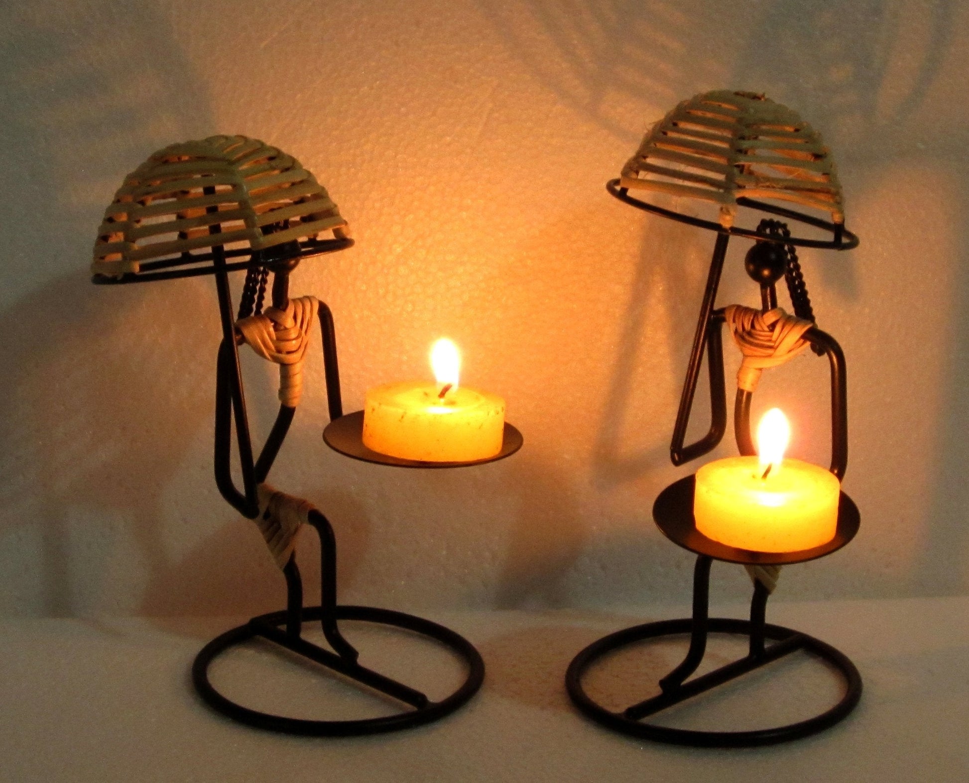 Pack of 2 - Beach Side Couple Tealight Candle Holders Mangal Fashions | Indian Home Decor and Craft