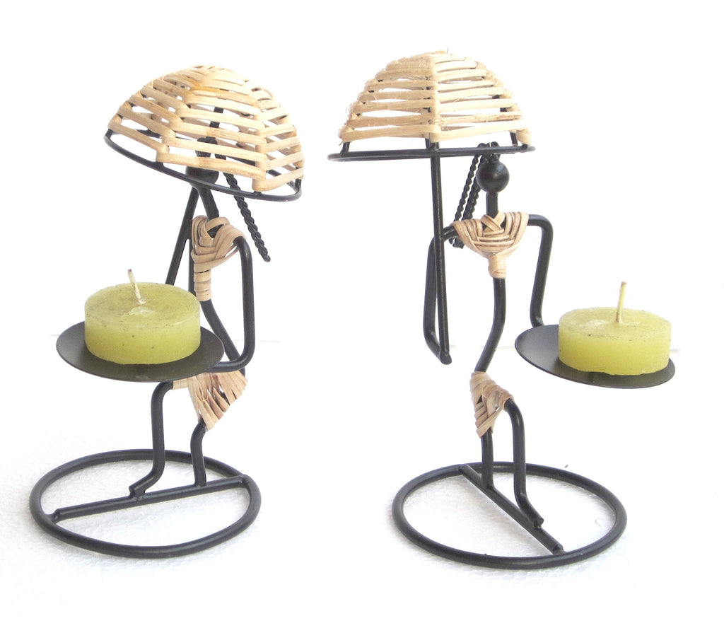 Pack of 2 - Beach Side Couple Tealight Candle Holders Mangal Fashions | Indian Home Decor and Craft